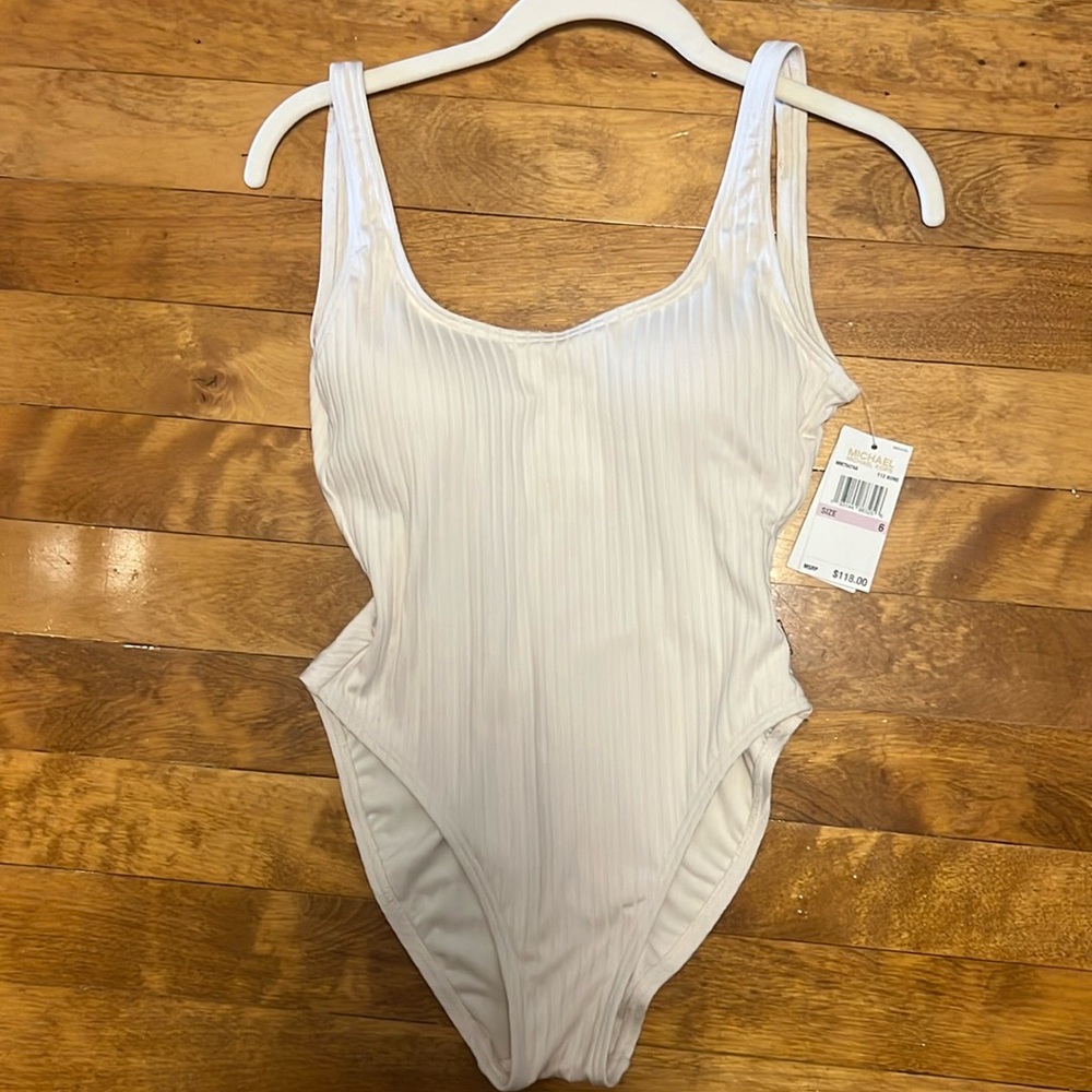 Michael Kors Ribbed One Piece Bathing Suit